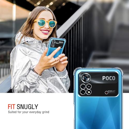 Image of Lustree Poco X4 Pro 5G Back Cover Transparent Case | Clear TPU Shockproof Case with Four Corner Protection & Raised Camera Guard | Slim Protective Cover for Xiaomi Poco X4 Pro 5G