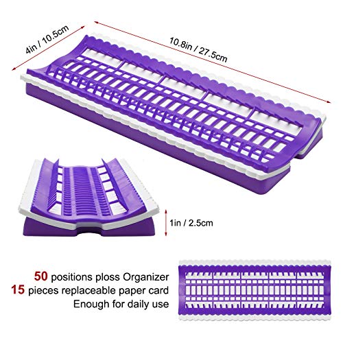 Image of 50 Positions Floss Organizer Embroidery Shelf, Luxiv Thread Organizers for Cross Stitch Embroidery Thread Holder with 15Pcs Replaceable Paper Card Sewing Needle, Embroidery Floss Organizer (Pack of 3)