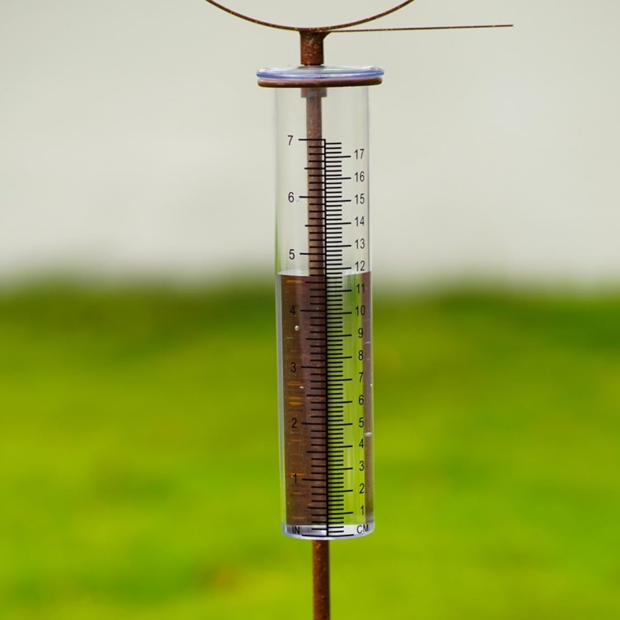 Gartenstecker Rost Regenmesser Schnecke, Gartendeko für Draußen Wetterfest Edelrost Niederschlagsmesser mit Messglas, Rustikale Gartendeko Rost Metall Tierfigur für Beet Balkon Rasen, 93cm (A)