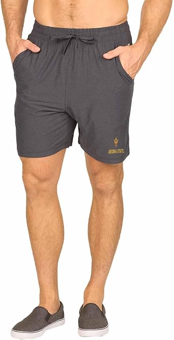 NCAA Mens University Athletic Performance Shorts, 7 Inch Inseam with Zipper Media Pocket