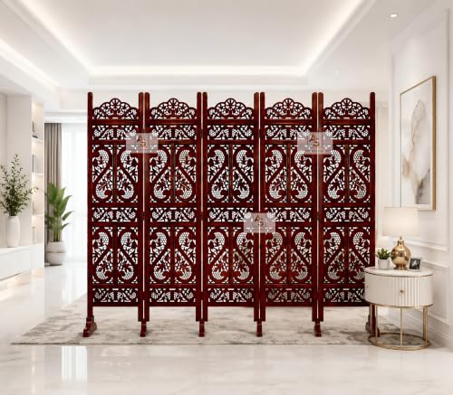 Image of Partition for Living Room Wall Room Divider Screen Separator, Wall Panel Divider for Hall | Bedroom |Office | Puja Room | Restaurant S Design (Walnut 5PWS)