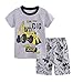 Treer Ensembles de Pyjama Les Enfants, 2 Pièces Ensembles Garçon Coton Imprimé de T-Shirt À Manches Courtes Col Rond + Pantalon Court D'été Pyjamas Tenues Vêtements (Grue,90cm)