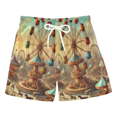 Park Horses Colorful Boys Swim Trunks Quick Dry Toddler Swimsuit Boy Board Shorts Swimwear Bathing Suits XL