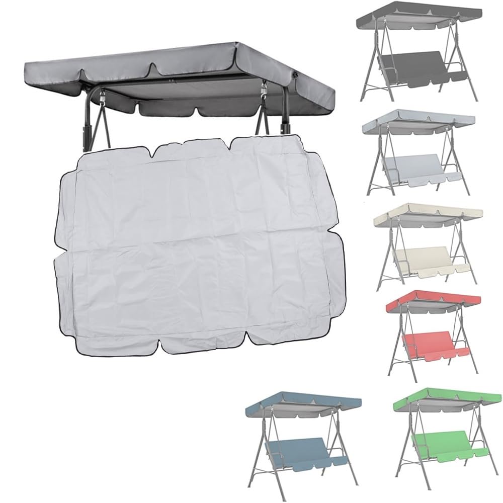 75x47in 77x50in Swing Chair Top Cover Porch Swing Canopy, Waterproof Replacement Sun Shade Awning Cover For Garden Swing Seat, Oxford Cloth(Gray,77x49in/195x125cm)