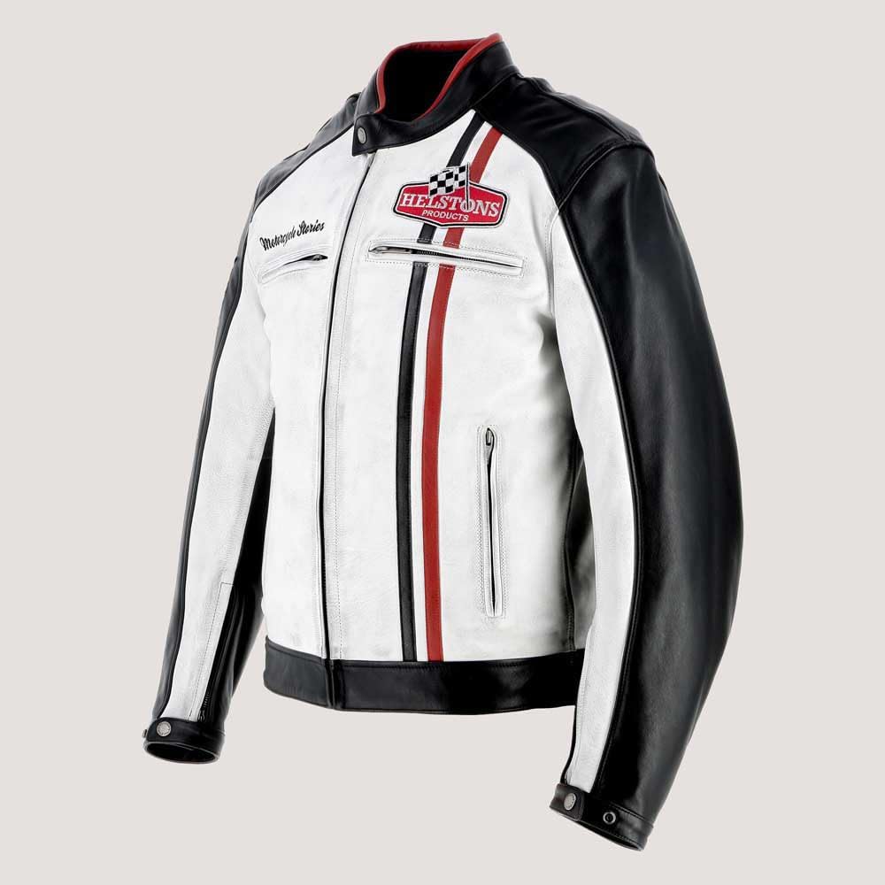 HELSTONS Jay Motul Edition Giacca in pelle moto, nero/bianco, 2XL