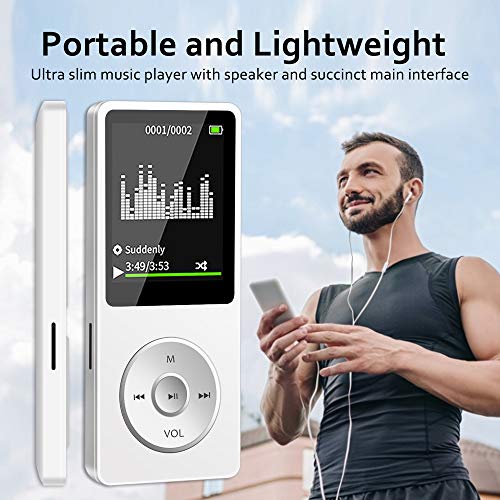 Aigital MP3 Player,16GB Portable MP3/MP4 Music Player HiFi Lossless Sound with Built-in Speaker, Voice Recorder, Photo Viewer, Video Player and the Games,Support up to 128GB TF Card(Include Earphones)