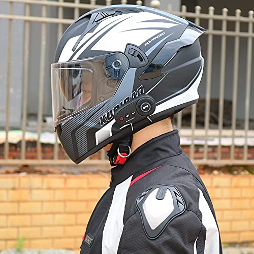 Casque intégral de moto Bluetooth au design H avec double écran solaire - 8