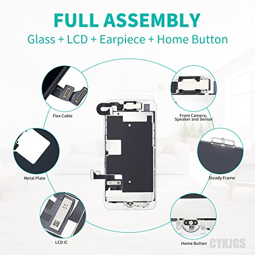 Image of for iPhone 8 SE 2nd Generation Screen Replacement with Home Button | 3D Touch LCD Display Digitizer White 4.7 inch Full Assembly for SE 2020 with Front Camera Speaker Tools Kit A1863 A1905 A1906