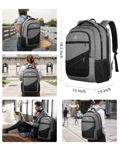 Image of MATEIN 17 Inch Work Backpack for Men Women, Water Resistant Practical Travel Laptop Backpack with Anti Theft Pocket, Casual College Daypack Laptop Compartment TSA Friendly, Grey Black