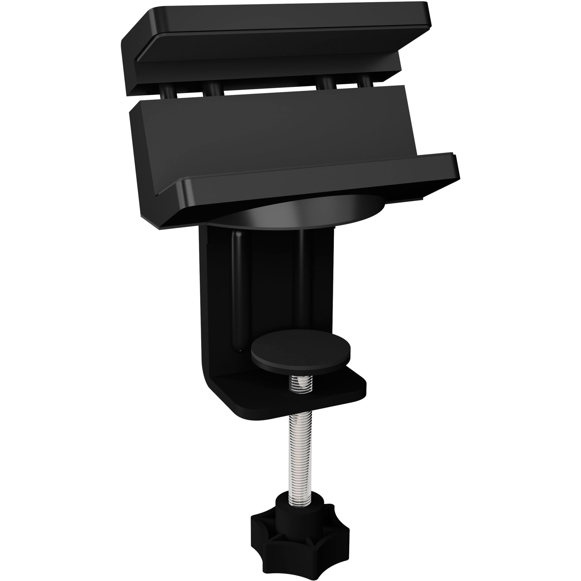 ICY Box USB Hub- und Steckdosenleistenhalterung, Kabelmanagment, Universell verwendbar mit schnelle Befestigung durch Tischklemme mit Kabelführung Rückseite von 40-60 mm, IB-MSA106HH