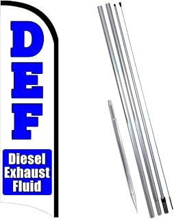DEF Diesel Exhaust Fluid Premium Windless Feather Banner Flag Kit (Flag, Pole, & Ground Mt)
