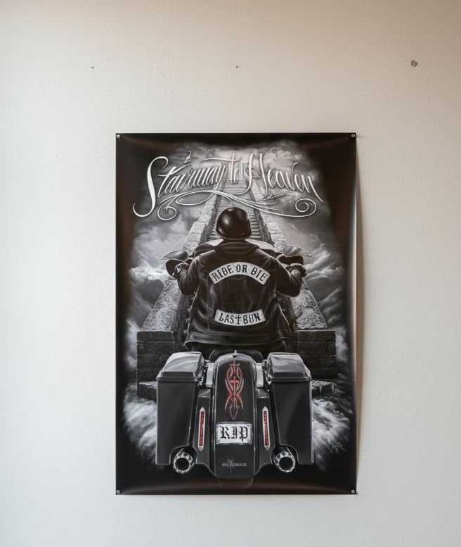 3D Lenticular Wall Art Poster | Holographic Optical Illusion Flipping Image | Gaming Room, Biker, Garage or Bar Decor | 19 x 13 Inch, Unframed (Stairway-To-Heaven) 2