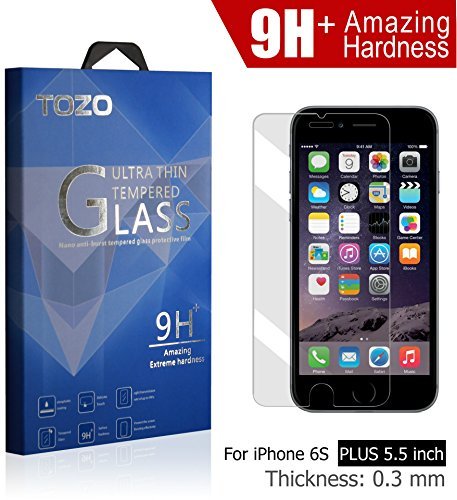 TOZO® for iPhone 6S Plus Screen Protector Glass, Luxury 0.3mm [9H+ Amazing Extreme Hardness] Tempered Glass [3D Touch Compatible] 2.5D Edge Super Clear Screen 0.3mm