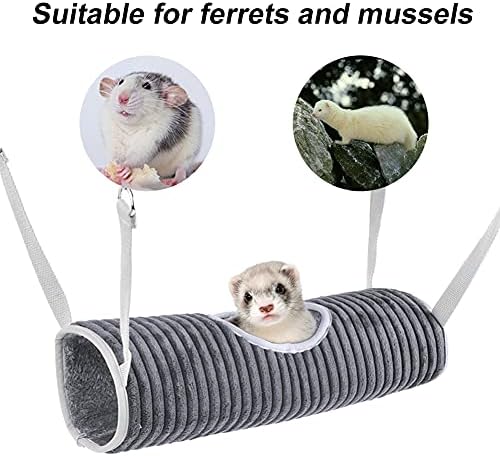 Yontree Small Animal Accessories Hammock,Ferret Hammock Bed Tunnel,Guinea Pigs Cage Hanging Hideout Tunnel Tube Toy Accessories Soft Double Bunkbed Hammock for Pet Rat, Sugar Glider Chinchilla