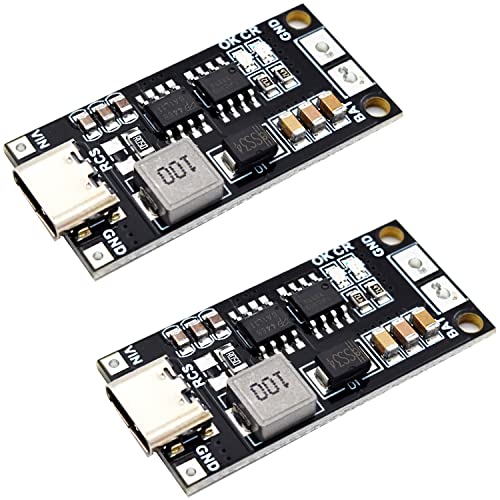 Adeept Type C BMS 2S 2A 18650 21700 3.7V Lithium Battery Charge Module Charging Board Step-Up Boost Li-Po Polymer USB C to 8.4V - 2PCS