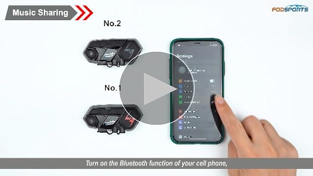 FODSPORTS Motorcycle Bluetooth Intercom with Music Sharing