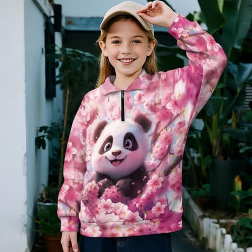 AFPANQZ Girls Pullover Sweatshirt 1/4 Zip Cropped Long Sleeve Sweatshirts with Stand Collar, Kids Girls Trendy Fall Clothes4