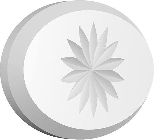 Ekena Millwork ROSP050X033X050DAL10 Roseta estándar con borde biselado, 5 pulgadas de ancho x 3 14 pulgadas de alto x 12 pulgadas, PVC