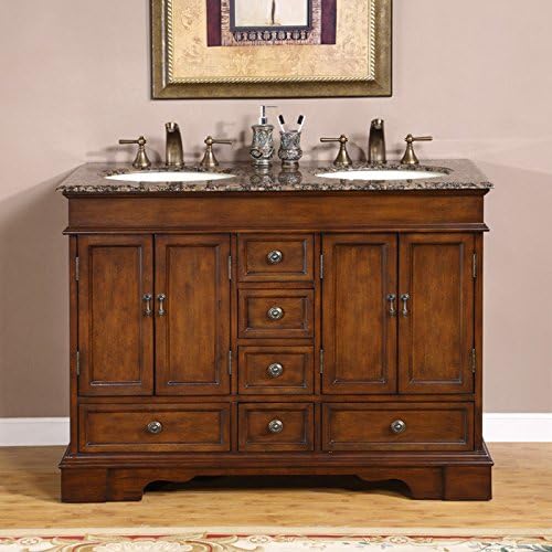 Silkroad Exclusive Ashley 48" Double Sink Cabinet - Travertine Top