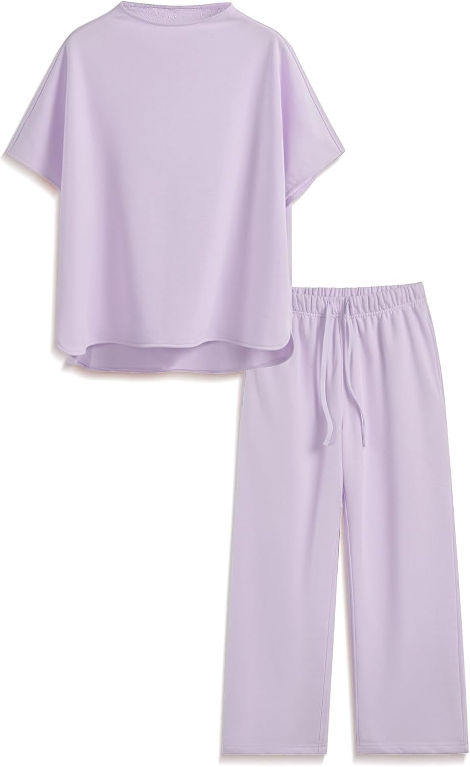 Songling 2 Piece Sets For Women Short Sleeve Pullover Tops and Wide Leg Pants Travel Lounge Matching Set With Pockets