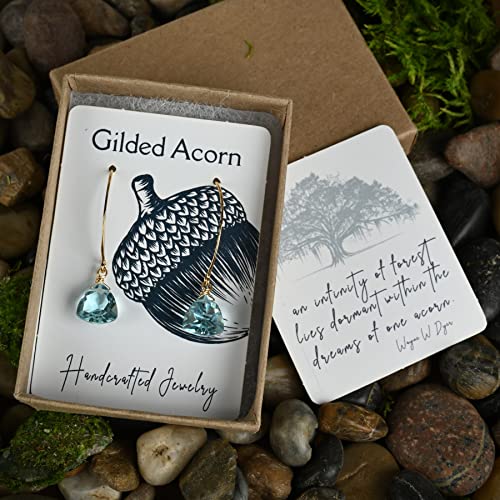 Aquamarine Blue Quartz Trillion 14k Gold Plated Sterling Silver Earrings4