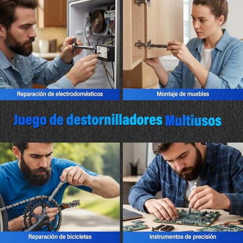 Miniatura 6 de Koeutoze Destornillador De Carraca 24 En 1 - Juego De Destornilladores Magnéticos De Precisión Con 24 Puntas, Mango De Aluminio Extraíble, Herramientas Compactas Para Reparación De Bicicleta Bricolaje