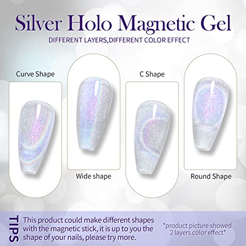 BORN PRETTY UV Nagellack Magnetisch Gel, Holographic Regenbogen Glitter Shining Schellack Nagellack Katzenauge UV… – Bild 7