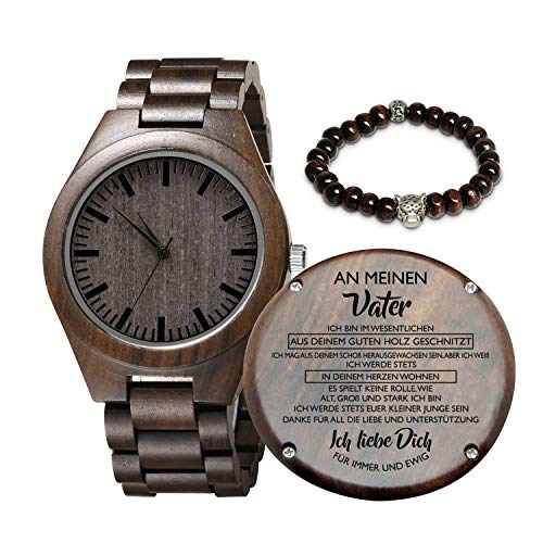 Reloj de madera grabado para hijo y novio, reloj de madera personalizado regalo para novio, regalo de graduación de mamá de papá (Junge Zum Vater), Pulser