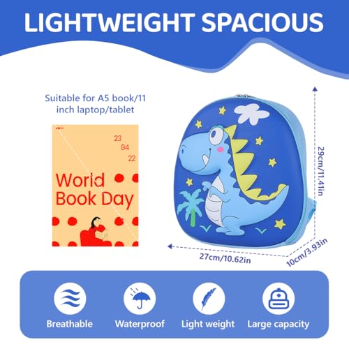 Image of Zibuyu Toddler Backpack for Boys & Girls Ages 1-5 Lightweight Waterproof Kids School Bag with Cartoon Design, Preschool Daycare Travel Backpack for Snacks, Diapers & Toys, Durable & Safe