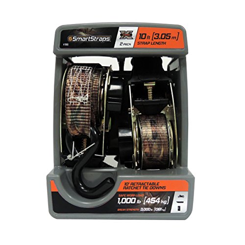 SMARTSTRAPS 1960 10' Straps/Retractable Ratchet with Camo Webbing Open Style Packaging (3000lbs)