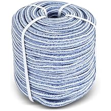 waltyotur 3/4 in x 200FT Arborist Bull Ropes, 24 Strand Tree Rope, High Strength Polyester Rope for Garden, Boat, Swing Blue and White