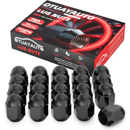 Image of OTUAYAUTO M12x1.25 Lug Nuts - Replacement for 1994-2025 Subaru Outback, 1997-2025 Forester, 2013-2025 Crosstrek, 2019-2025 Ascent, 2022-2025 Solterra, 20PCS Black OEM Factory Style Lug Nut