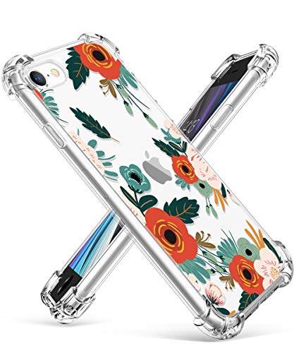 GVIEWIN Clear Flower iPhone SE 2020 Case/iPhone 8 Case/iPhone 7 Case, Soft TPU