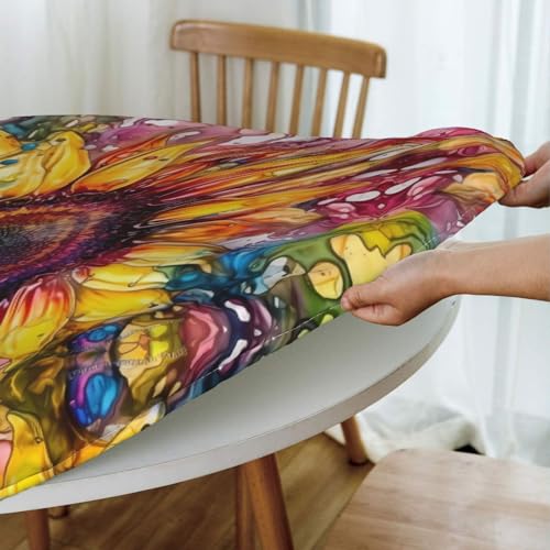 Nappe ronde ajustée avec bord élastique imperméable pour table
