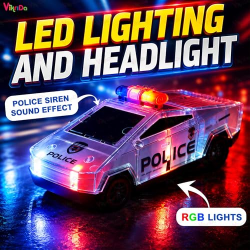 Image of VikriDA Push & Go Police Patrol Car Toy for Kids with Flashing Lights & Music - Friction Powered City Guard Vehicle with Realistic Sound Effects