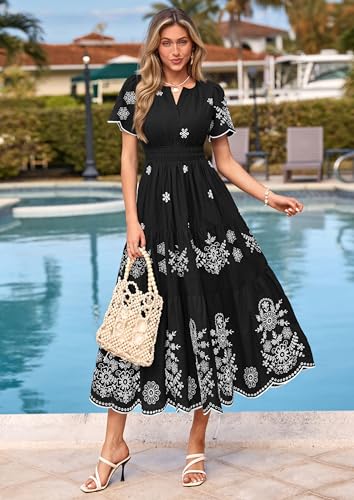 Image of PRETTYGARDEN Womens Summer Dresses Floral Maxi Boho Spring Long Dress