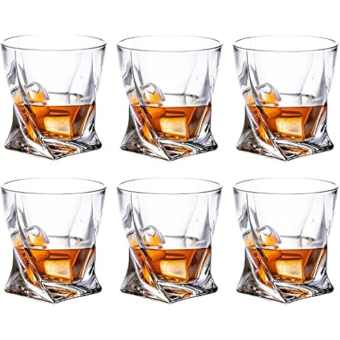 Lawei 6 Pack Whiskey Glasses Crystal Rocks Tumblers Scotch Glasses for Drinking Bourbon Cognac Irish Whisky Glassware Gift Set - 300 ml Cover