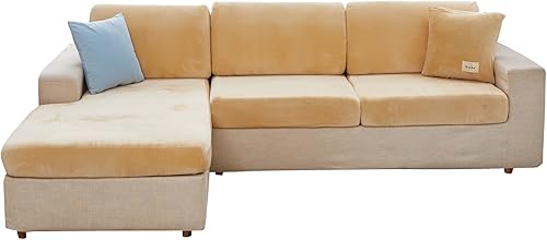 OKYUK Fundas para sofá modular, universales, resistentes al desgaste, de terciopelo en forma de L, fundas de sofá separadas para sofá seccional