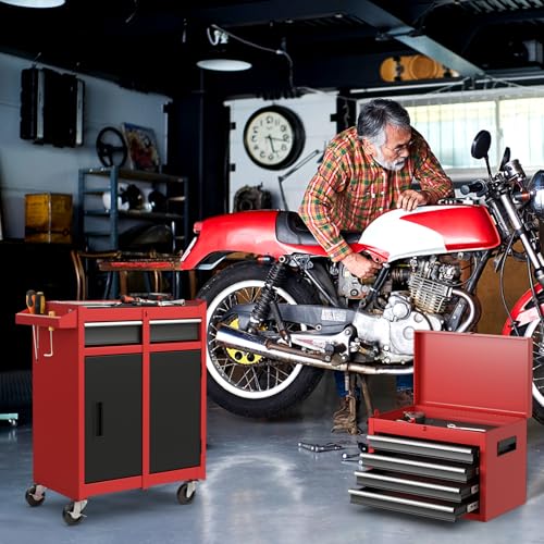 Goplus-Tool-Chest-5-Drawers-Rolling-Tool-Cabinet-with-Detachable-Top-Toolbox-Universal-Lockable-Wheels-Lock-Bar-Protective-Liner-Tool-Rack-Metal-Tool-Storage-Cart-Tool-Box-for-Garage-Workshop