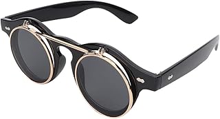 Óculos de sol vintage, óculos flip de qualidade aparência elegante óculos de sol flip estilo punk óculos de sol flip estilo elegante para ambientes externos internos ou viagens, para meninas (preto brilhante)