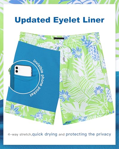 Image of SURF CUZ Mens Swim Trunks with Compression Liner Swim Shorts 7 inch Swimming Trunks Stretch 7 Inch Swim Suits Quick Dry