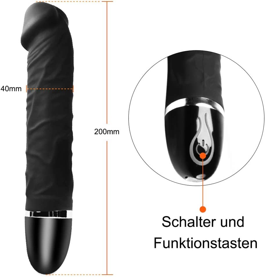 Realistische Vibratoren für sie Klitoris und G-Punkt Stimulator, Silikon Massagestab für Frauen Sex-Spielzeug Wasserdicht, AV-Vibrator mit 7 Vibrationsmodi, USB wiederaufladbar, Schwarz – Bild 5