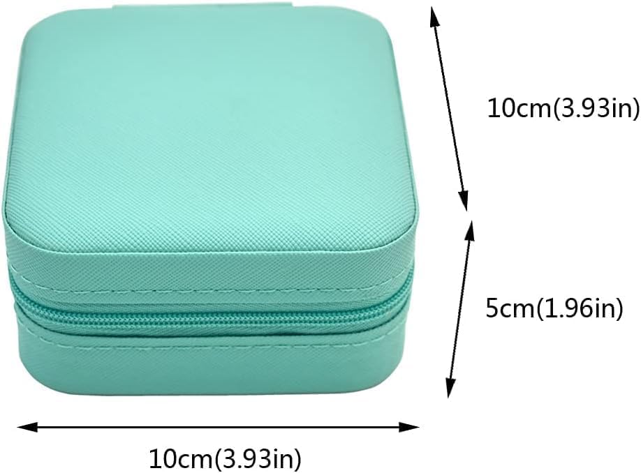 Image of Faux Leather Mini Jewelry Travel Case,Small Travel Jewelry Organizer, Portable Jewelry Box Travel Mini Storage Organizer Portable Display Storage Box For Rings Earrings Necklaces Gifts (Mint Green)