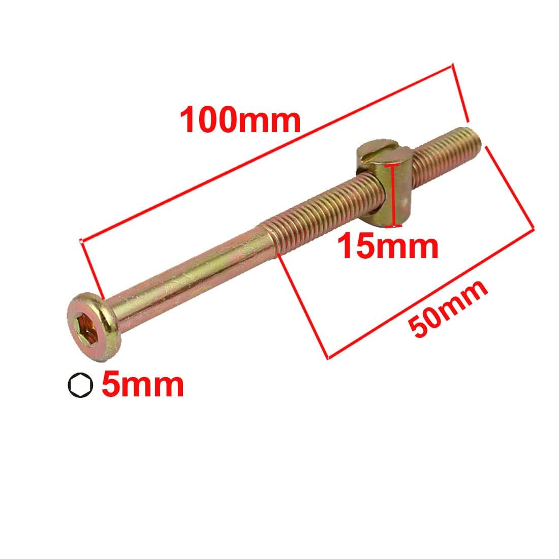 TOP-VIGOR 5Pcs Furniture Bolt and Barrel Nut, M8x100mm Hex Drive Socket Cap Furniture Barrel Screws, Bolt and Barrel Nut - Image 2