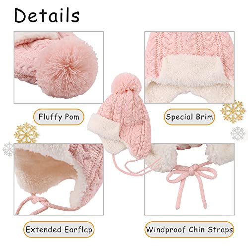 Winter Kids Beanie Hat Baby Knitted Hats Fleece Earflap Beanie Windproof Warm Toddler Beanies Boys Girls 0-8 Years (As1, Age, 0_Month, 6_Months, Pink, 0-6 Months) #TOP3