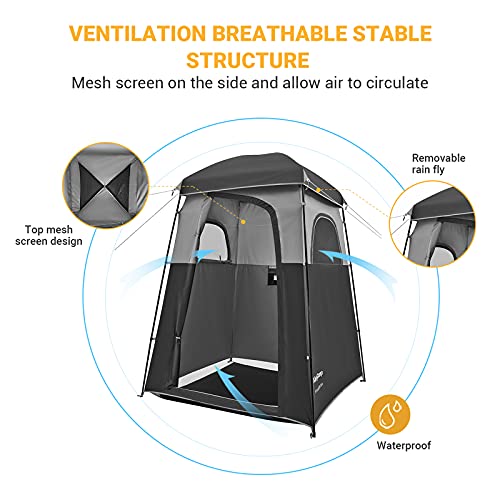 KingCamp-Camping-Shower-Tent-Oversize-Space-Privacy-Tent-Portable-Outdoor-Shower-Tents-for-Camping-with-Floor-Changing-Tent-Dressing-Room-Easy-Set-Up-Shower-Privacy-Shelter-1-Room2-Rooms-Toilet-Tent