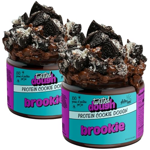 Image of Twisted Dough Protein Cookie Dough, Brookie Flavor, 2 Pack, 100g Protein, Healthy Snacks, Gluten Free Edible Cookie Snack, High Protein Low Carb & Low Sugar Dessert for Kids & Adults, Keto Friendly