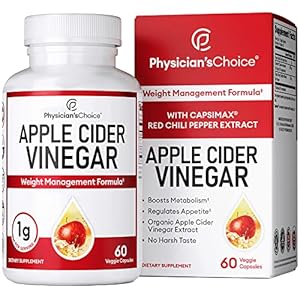 Organic Apple Cider Vinegar Capsules – Weight Loss Support (W/ Patented Capsimax ), Weight Management for Women & Men…