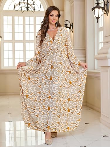 Image of KEYLORTING Plus Size Kaftan Dress Women, African Moo Moo Print Caftan, Batwing Dress, Beach Cover Up for Party and Loungewear