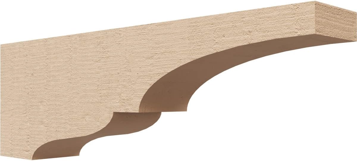 3"W x 18"D x 6"H Thin Asheboro Rough Cedar Woodgrain TimberThane Corbel, Primed Tan